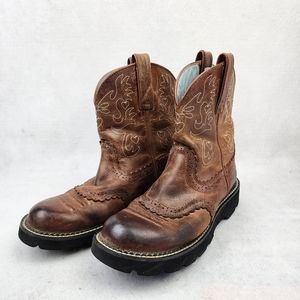 Ariat FATBABY Saddle Western Women Size 8B Brown Russet Rebel Cowgirl Boot